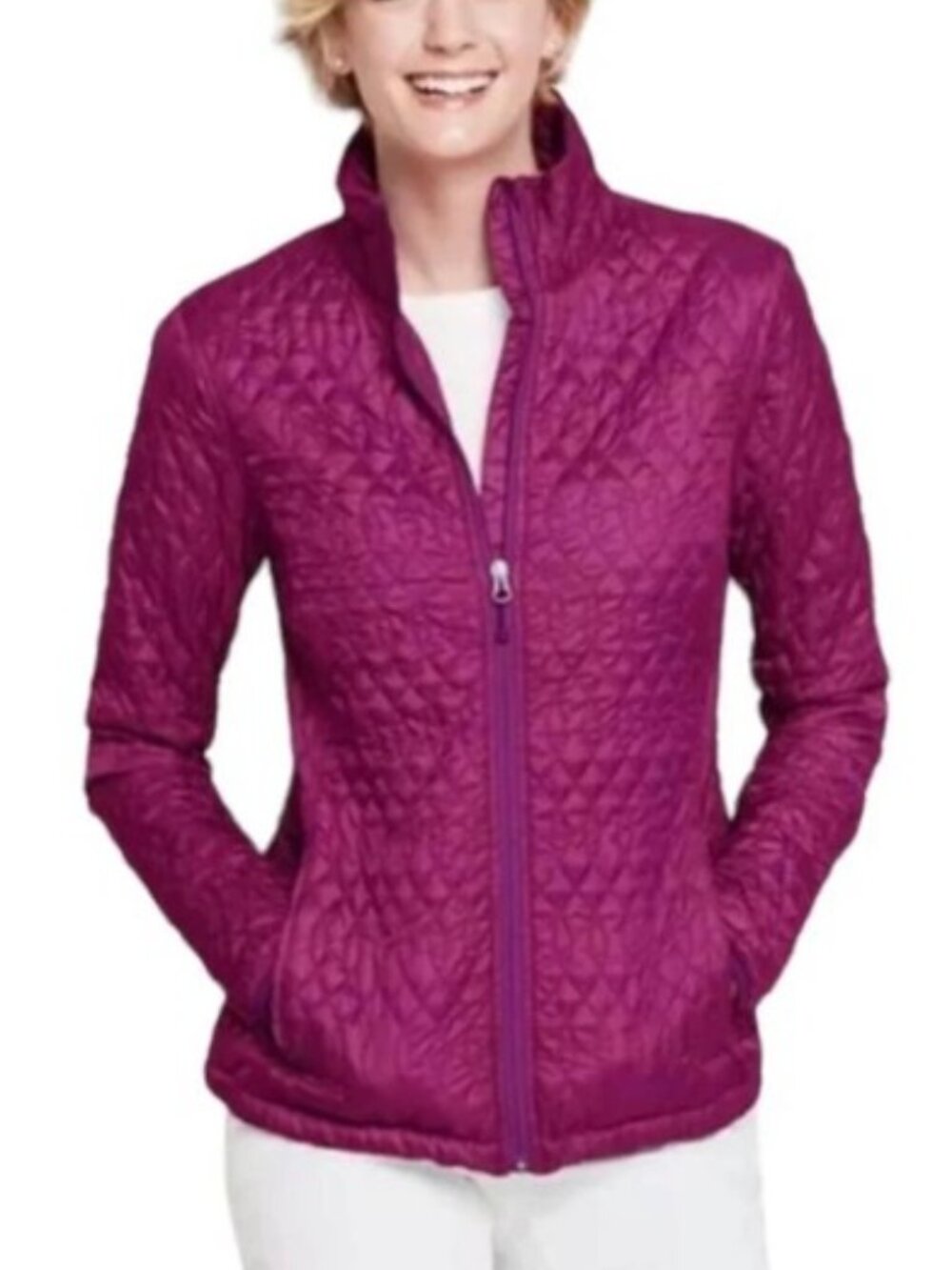 Lands End Women's Primaloft Packable Jacket Soft‎ Magenta Size XL/18